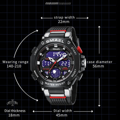 SMAEL 8069 Outdoor Multifunctional Waterproof Sports Alloy Luminous Watch(Black) - LED Digital Watches by SMAEL | Online Shopping South Africa | PMC Jewellery | Buy Now Pay Later Mobicred