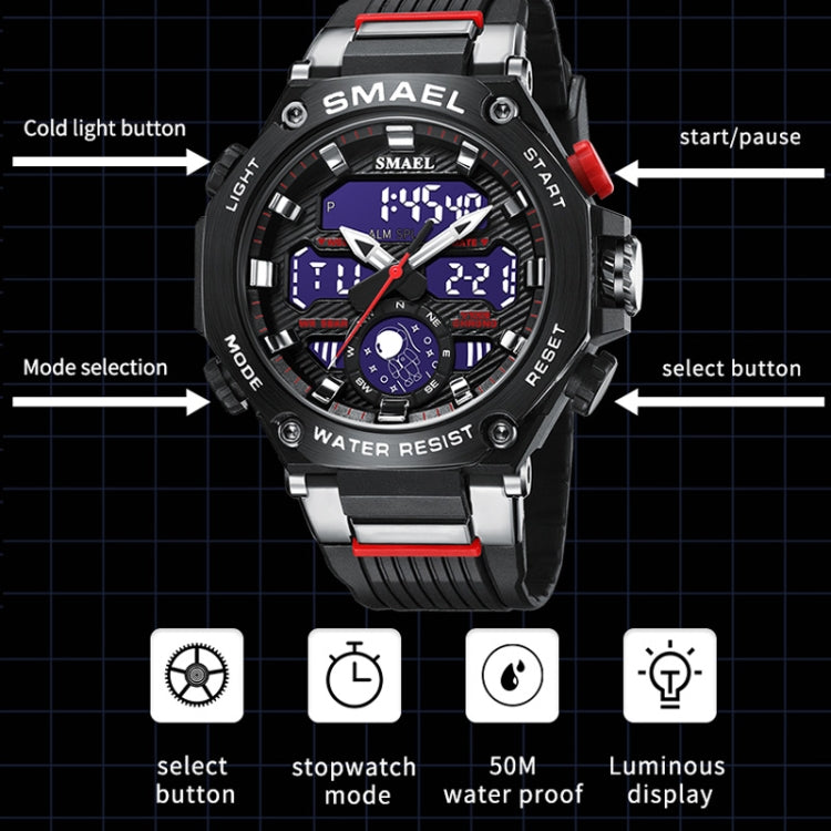 SMAEL 8069 Outdoor Multifunctional Waterproof Sports Alloy Luminous Watch(Army Green) - LED Digital Watches by SMAEL | Online Shopping South Africa | PMC Jewellery | Buy Now Pay Later Mobicred