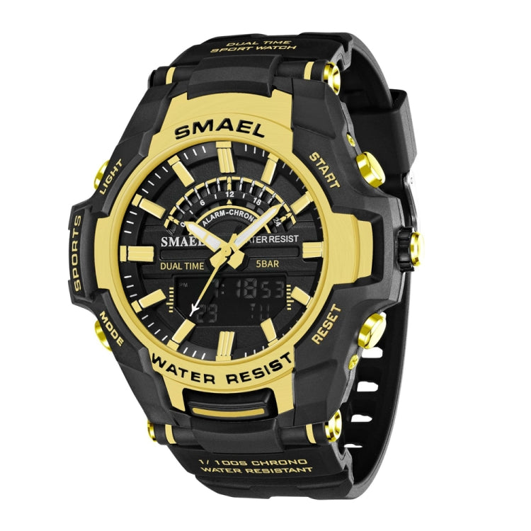 SMAEL 8028 Sports Waterproof Men Watch Outdoor Mountaineering Wear-resistant Wrist Watch(Black Gold) - LED Digital Watches by SMAEL | Online Shopping South Africa | PMC Jewellery | Buy Now Pay Later Mobicred