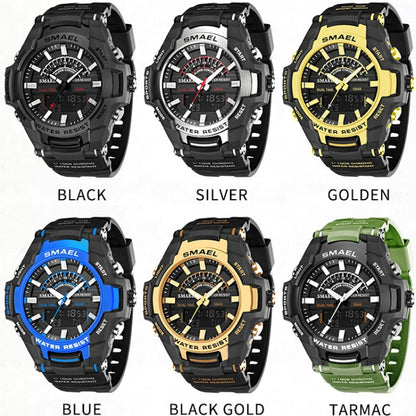 SMAEL 8028 Sports Waterproof Men Watch Outdoor Mountaineering Wear-resistant Wrist Watch(Black Gold) - LED Digital Watches by SMAEL | Online Shopping South Africa | PMC Jewellery | Buy Now Pay Later Mobicred