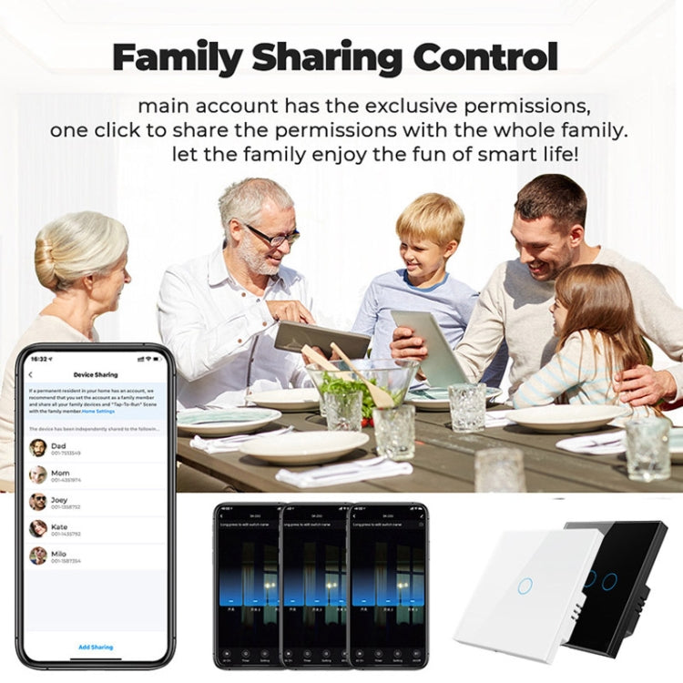 Tuya ZigBee Zero Firewire Touch Wall Remote Control Switch Light Control Voice Switch EU Plug, Style: 2 Gang (White) - Smart Switch by PMC TechLife | Online Shopping South Africa | PMC TechLife