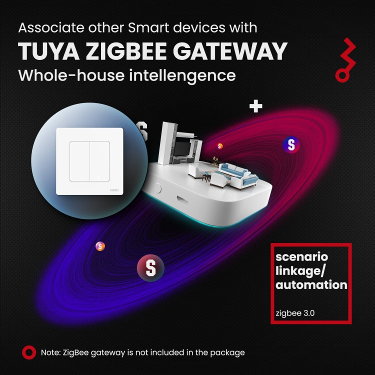 Tuya ZigBee Smart Single-fire Zero-fire Sharing Timing Voice Wall Switch EU Plug, Style: 2 Ways (White) - Smart Switch by PMC TechLife | Online Shopping South Africa | PMC TechLife