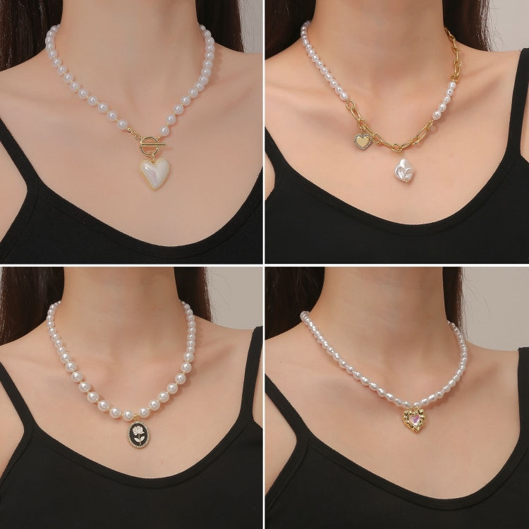 N2209-1 Twist Stick Square Pearl Ladies Temperament Necklace Collarbone Chain - Clothing & Beauty by PMC Jewellery | Online Shopping South Africa | PMC Jewellery