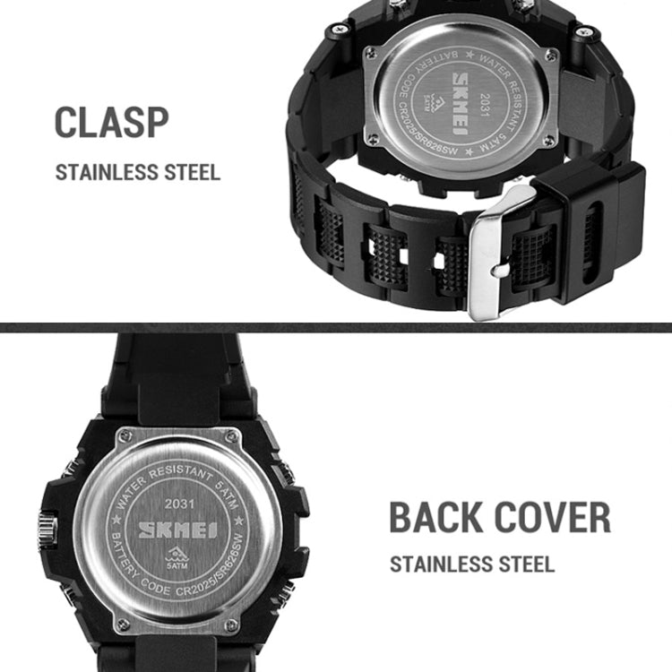 SKMEI 2031 Multifunctional Outdoor Waterproof Chronograph Men Sports Watch(Black Gold) - Silicone Strap Watches by SKMEI | Online Shopping South Africa | PMC Jewellery | Buy Now Pay Later Mobicred