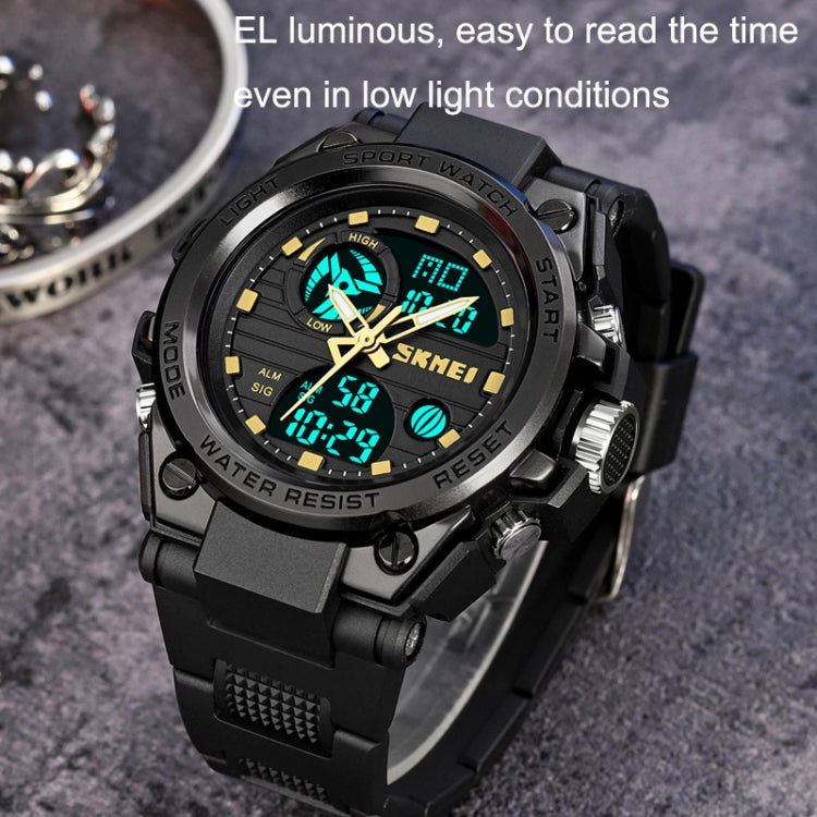 SKMEI 2031 Multifunctional Outdoor Waterproof Chronograph Men Sports Watch(Black Gold) - Silicone Strap Watches by SKMEI | Online Shopping South Africa | PMC Jewellery | Buy Now Pay Later Mobicred