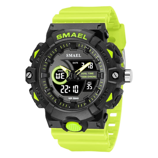 SMAEL 8081 Multifunctional Waterproof Luminous Numeric Digital Dual Display Outdoor Sports Watch(Green) - LED Digital Watches by SMAEL | Online Shopping South Africa | PMC Jewellery | Buy Now Pay Later Mobicred