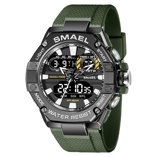 SMAEL 8066 Outdoor Electronic Sports Watch Alloy Colorful Multifunctional Men Watch(Army Green) - Sport Watches by SMAEL | Online Shopping South Africa | PMC Jewellery | Buy Now Pay Later Mobicred