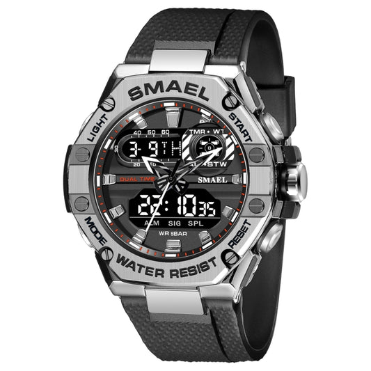 SMAEL 8066 Outdoor Electronic Sports Watch Alloy Colorful Multifunctional Men Watch(Silver) - Sport Watches by SMAEL | Online Shopping South Africa | PMC Jewellery | Buy Now Pay Later Mobicred