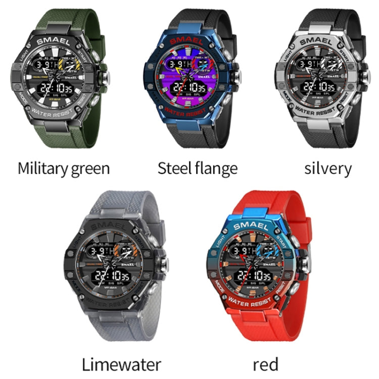 SMAEL 8066 Outdoor Electronic Sports Watch Alloy Colorful Multifunctional Men Watch(Silver) - Sport Watches by SMAEL | Online Shopping South Africa | PMC Jewellery | Buy Now Pay Later Mobicred