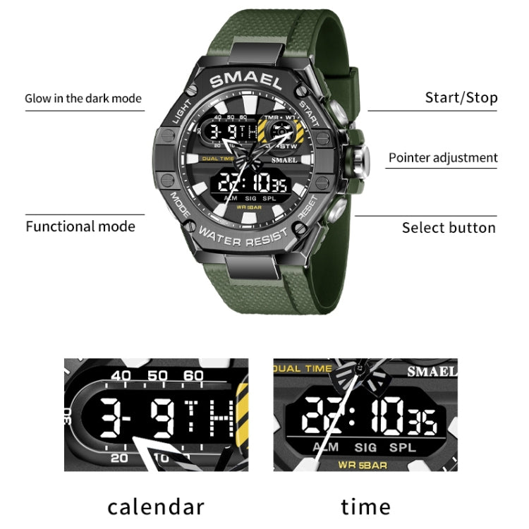 SMAEL 8066 Outdoor Electronic Sports Watch Alloy Colorful Multifunctional Men Watch(Silver) - Sport Watches by SMAEL | Online Shopping South Africa | PMC Jewellery | Buy Now Pay Later Mobicred