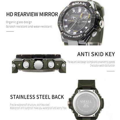 SMAEL 8066 Outdoor Electronic Sports Watch Alloy Colorful Multifunctional Men Watch(Silver) - Sport Watches by SMAEL | Online Shopping South Africa | PMC Jewellery | Buy Now Pay Later Mobicred