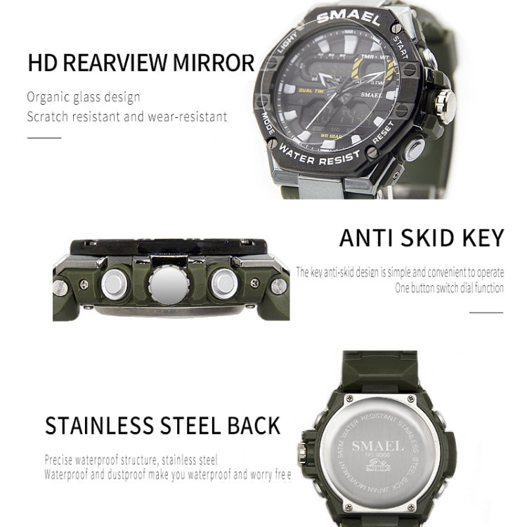 SMAEL 8066 Outdoor Electronic Sports Watch Alloy Colorful Multifunctional Men Watch(Gray) - Sport Watches by SMAEL | Online Shopping South Africa | PMC Jewellery | Buy Now Pay Later Mobicred