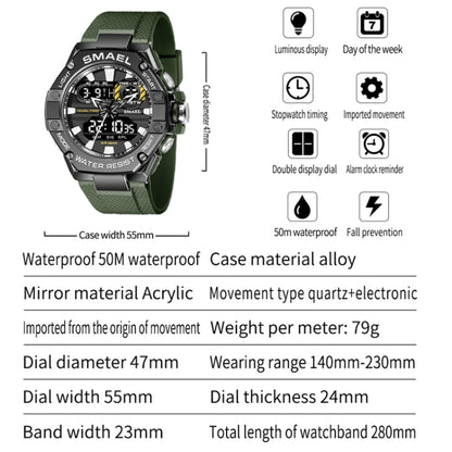 SMAEL 8066 Outdoor Electronic Sports Watch Alloy Colorful Multifunctional Men Watch(Silver) - Sport Watches by SMAEL | Online Shopping South Africa | PMC Jewellery | Buy Now Pay Later Mobicred