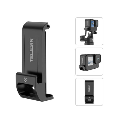 For GoPro Hero11 Black / HERO10 Black /9 Black TELESIN Waterproof Side Cover Easy Removable Charging Cover Port(Black) - Skeleton Housing by TELESIN | Online Shopping South Africa | PMC Jewellery | Buy Now Pay Later Mobicred