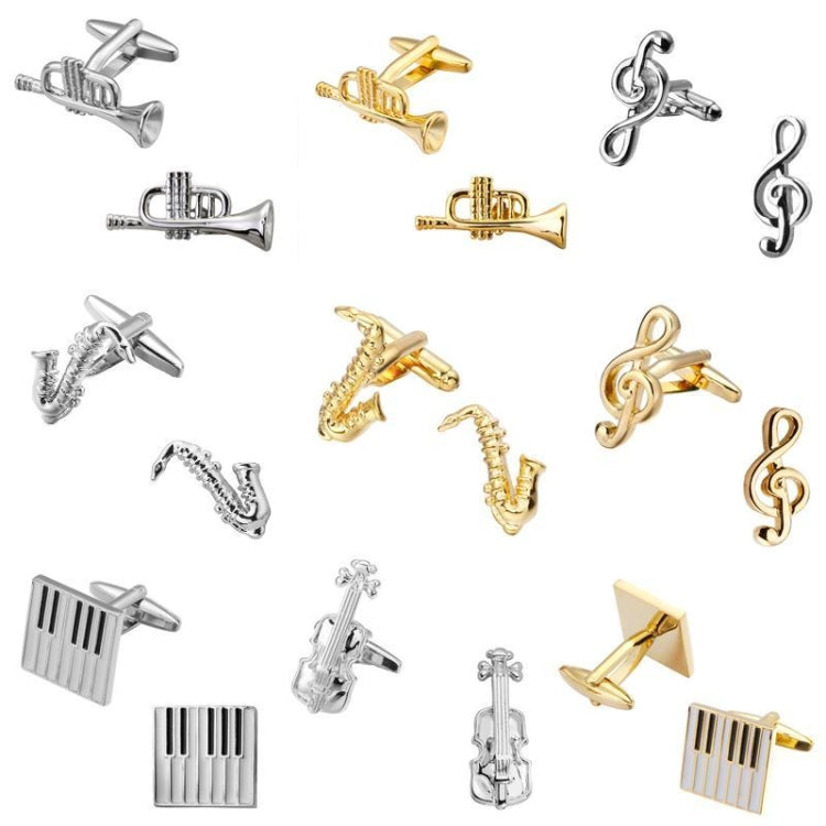 2 pairs Brass Music Series Instrument Note Cufflinks, Color: Silver  Treble Symbol - Cufflinks by PMC Jewellery | Online Shopping South Africa | PMC Jewellery