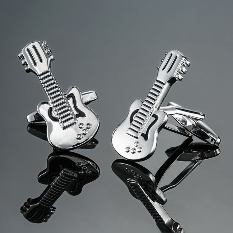 2 pairs Brass Music Series Instrument Note Cufflinks, Color: Silver Black Guitar - Cufflinks by PMC Jewellery | Online Shopping South Africa | PMC Jewellery