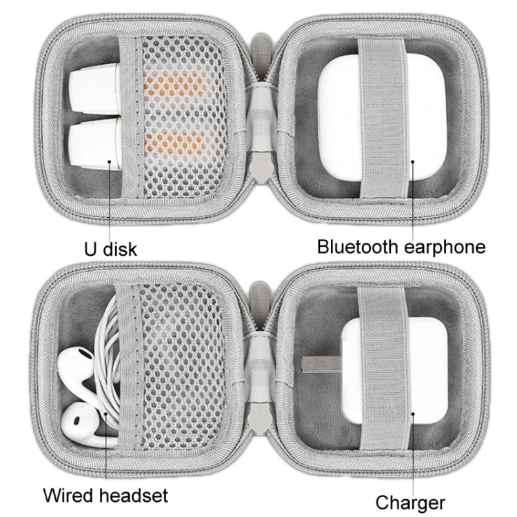 Baona BN-F003 Leather Digital Headphone Cable U Disk Storage Bag, Specification: Rectangular Gray - Digital Storage Bag by Baona | Online Shopping South Africa | PMC TechLife | Buy Now Pay Later Mobicred
