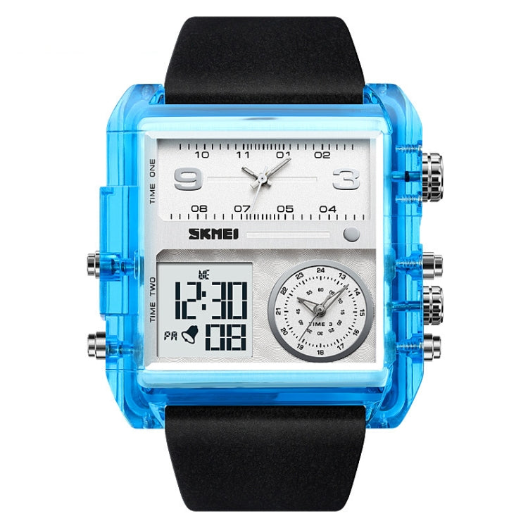 SKMEI 2020 Square Large Dial Triple Movement Men Sports Watch(Transparent Blue) - LED Digital Watches by SKMEI | Online Shopping South Africa | PMC Jewellery | Buy Now Pay Later Mobicred