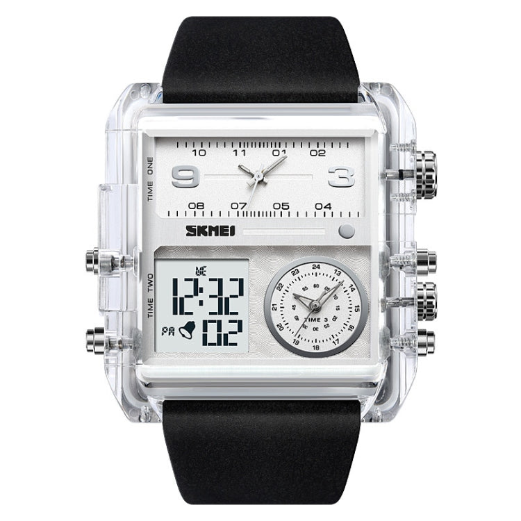 SKMEI 2020 Square Large Dial Triple Movement Men Sports Watch(Transparent White) - LED Digital Watches by SKMEI | Online Shopping South Africa | PMC Jewellery | Buy Now Pay Later Mobicred