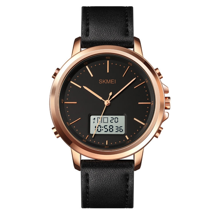 SKMEI 1652 Dual Movement Sports Leather Alloy Male Watch, Color: Rose Gold Shell White Machine - LED Digital Watches by SKMEI | Online Shopping South Africa | PMC Jewellery | Buy Now Pay Later Mobicred