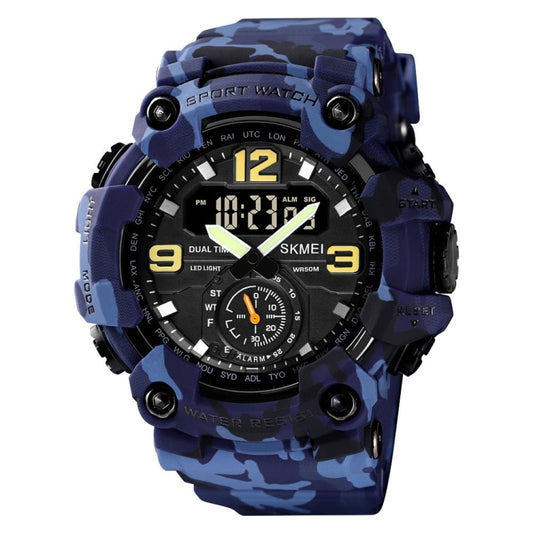 SKMEI 1637 Sports Digital Display Outdoor Shockproof Plastic Large Dial Men Watch, Color: Blue Camouflage - LED Digital Watches by SKMEI | Online Shopping South Africa | PMC Jewellery | Buy Now Pay Later Mobicred