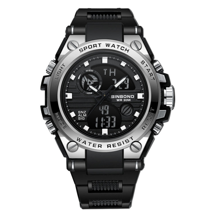 BINBOND B885 Outdoor Sports Timing Dual-Display Waterproof Electronic Watches(Black-White-Black) - Sport Watches by BINBOND | Online Shopping South Africa | PMC Jewellery | Buy Now Pay Later Mobicred