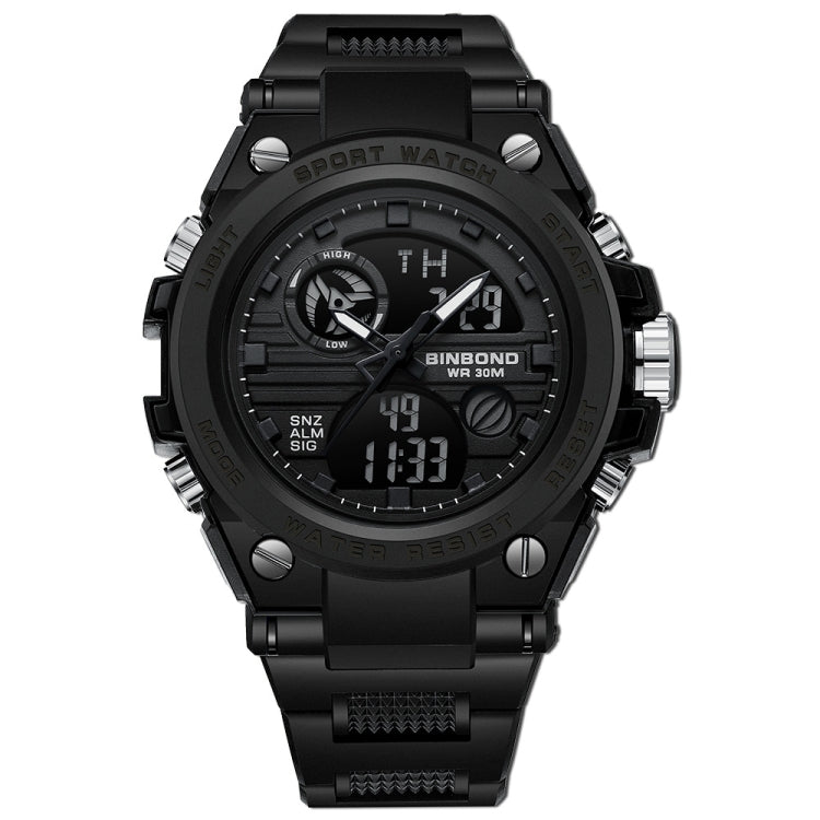 BINBOND B885 Outdoor Sports Timing Dual-Display Waterproof Electronic Watches(Black-Black-Black) - Sport Watches by BINBOND | Online Shopping South Africa | PMC Jewellery | Buy Now Pay Later Mobicred