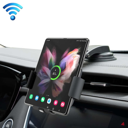 For Samsung Galaxy Z Fold4 / 3 S10 Folding Screen Mobile Phone Vehicle Bracket Dual Coil Wireless Charger - Wireless Charger Holders by PMC Jewellery | Online Shopping South Africa | PMC Jewellery