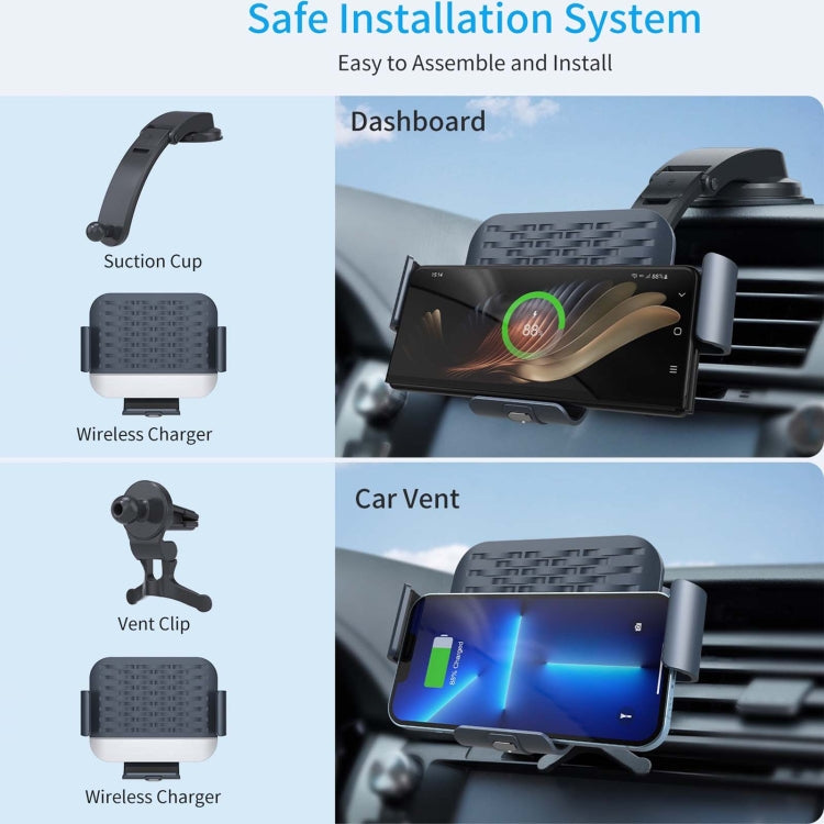 For Samsung Galaxy Z Fold4 / 3 S10 Folding Screen Mobile Phone Vehicle Bracket Dual Coil Wireless Charger - Wireless Charger Holders by PMC Jewellery | Online Shopping South Africa | PMC Jewellery