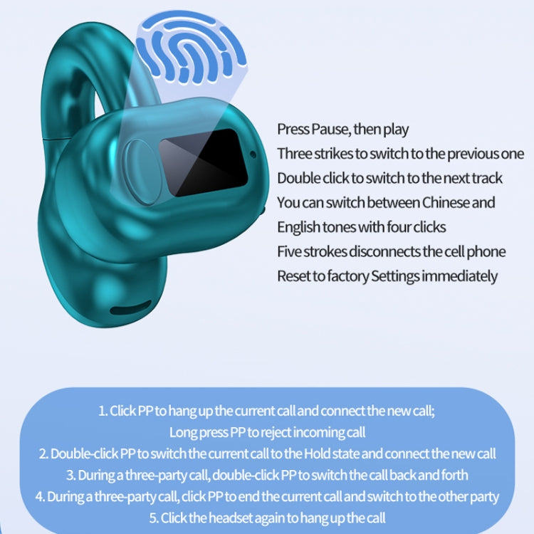 M10 IPX5 Waterproof Ear Clip Bluetooth Earphones, Style: Doble Green - Bluetooth Earphone by PMC TechLife | Online Shopping South Africa | PMC TechLife