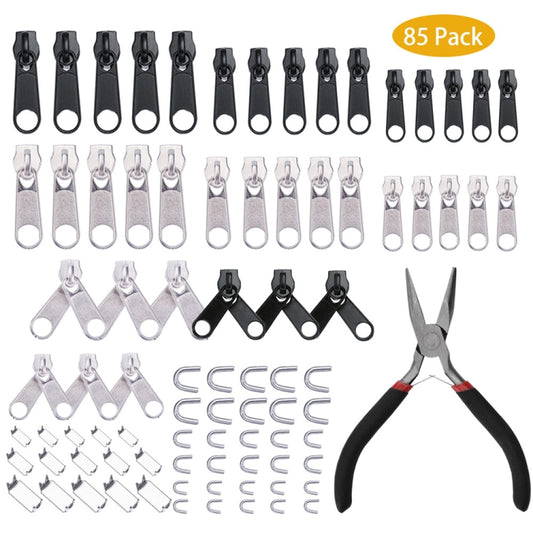 85pcs Toothless Sharp Nose Pliers Zinc Alloy Painted Nylon Zipper Puller Set For Clothing Tent Install - DIY Apparel Sewing by PMC Jewellery | Online Shopping South Africa | PMC Jewellery