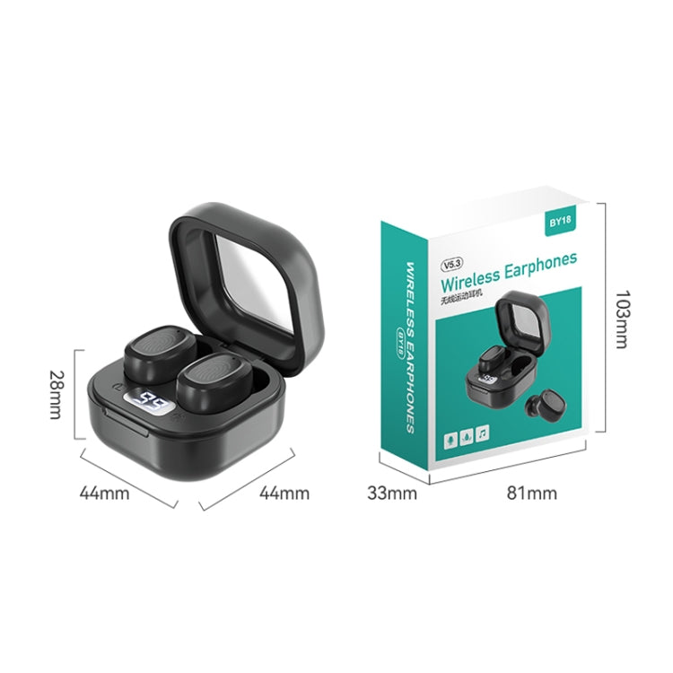 With Charging Bin Stereo Wireless Bluetooth Earphones, Style: BY18 Digital Display White - Bluetooth Earphone by PMC TechLife | Online Shopping South Africa | PMC TechLife