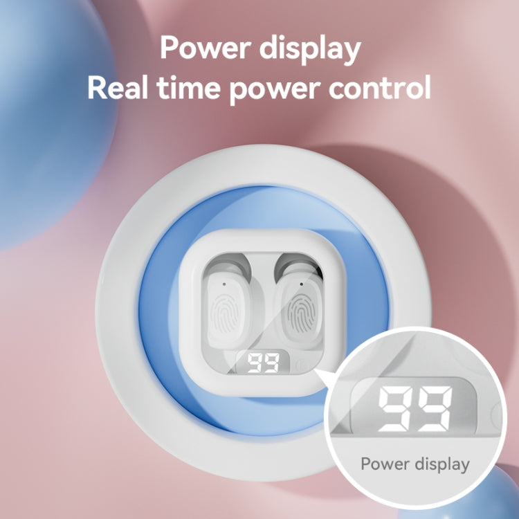 With Charging Bin Stereo Wireless Bluetooth Earphones, Style: BY18 Digital Display White - Bluetooth Earphone by PMC TechLife | Online Shopping South Africa | PMC TechLife