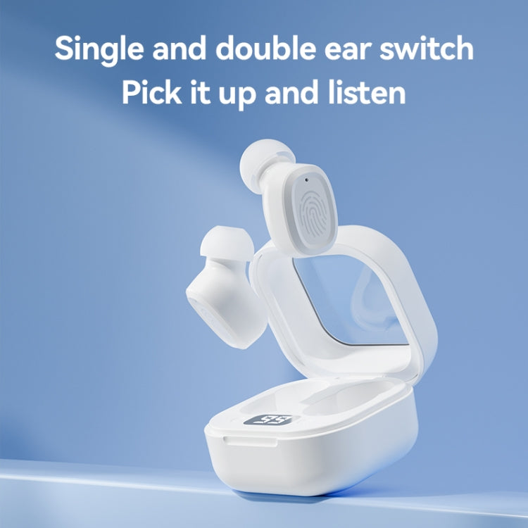 With Charging Bin Stereo Wireless Bluetooth Earphones, Style: BY18 Digital Display White - Bluetooth Earphone by PMC TechLife | Online Shopping South Africa | PMC TechLife