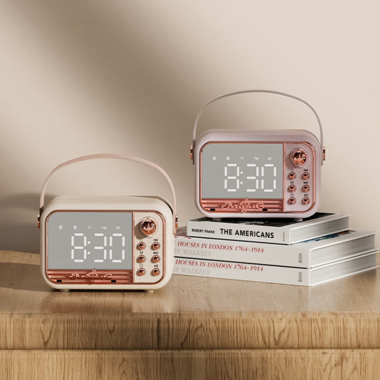 S11 Handheld Retro Alarm Clock Bluetooth Speaker Desktop Portable Clock(Beige) - Desktop Speaker by PMC TechLife | Online Shopping South Africa | PMC TechLife