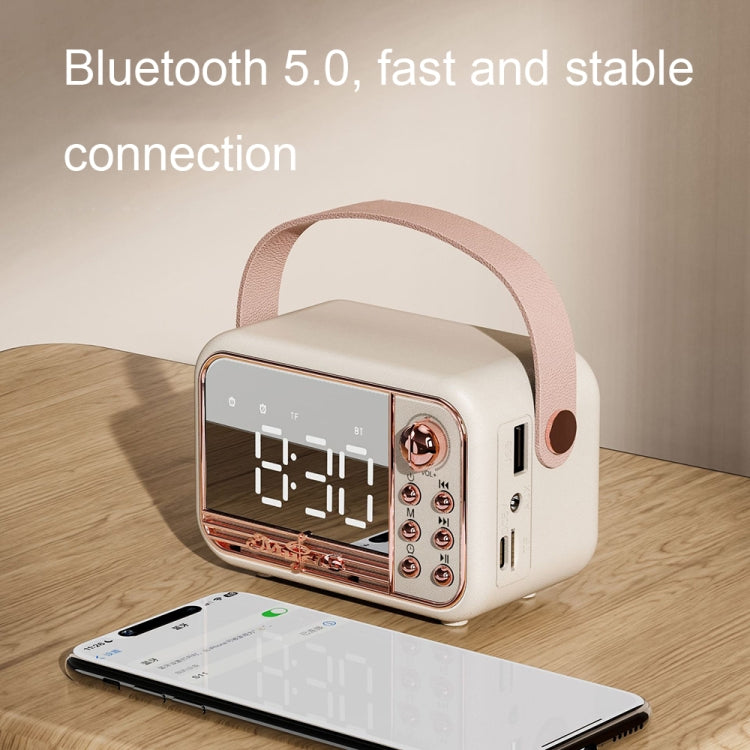 S11 Handheld Retro Alarm Clock Bluetooth Speaker Desktop Portable Clock(Beige) - Desktop Speaker by PMC TechLife | Online Shopping South Africa | PMC TechLife