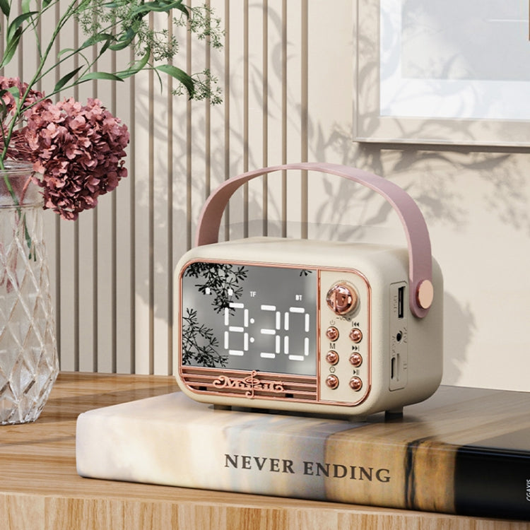 S11 Handheld Retro Alarm Clock Bluetooth Speaker Desktop Portable Clock(Beige) - Desktop Speaker by PMC TechLife | Online Shopping South Africa | PMC TechLife
