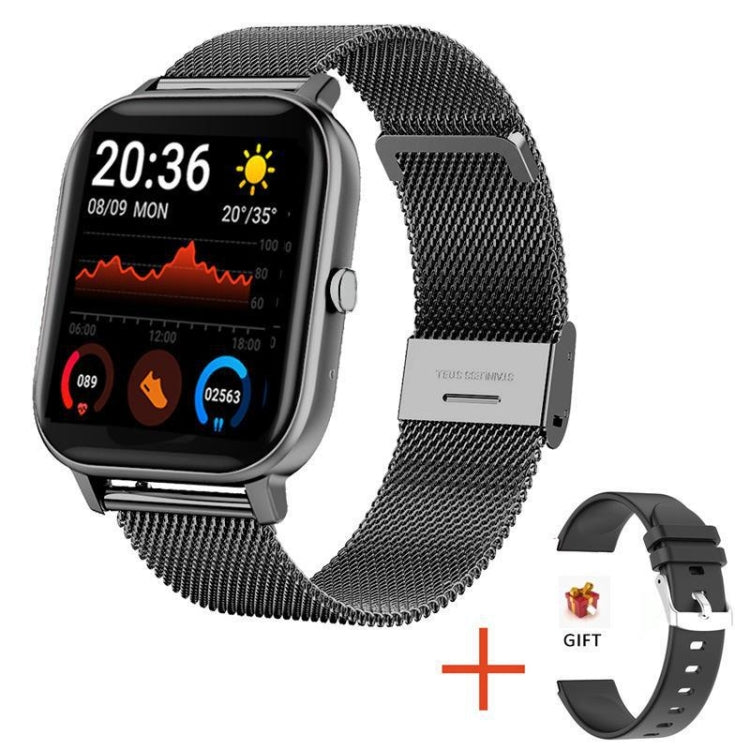 H10 1.69 inch Screen Bluetooth Call Smart Watch, Support Heart Rate/Blood Pressure/Sleep Monitoring, Color: Black Net+Silicone - Smart Wear by PMC Jewellery | Online Shopping South Africa | PMC Jewellery