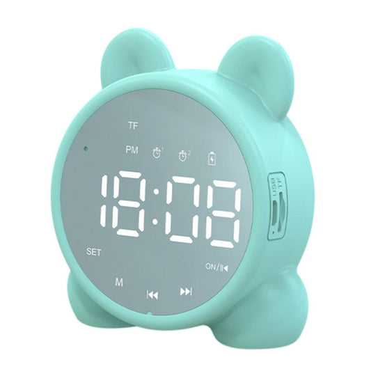 P1 Mini Card Mirror Clock Wireless Bluetooth Speaker with FM Radio(Light Green) - Mini Speaker by PMC Jewellery | Online Shopping South Africa | PMC Jewellery