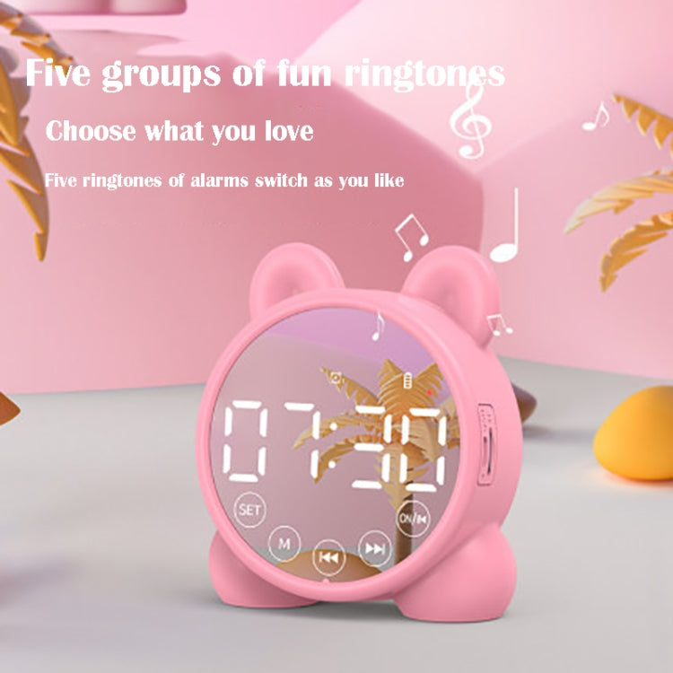 P1 Mini Card Mirror Clock Wireless Bluetooth Speaker with FM Radio(Pink) - Mini Speaker by PMC Jewellery | Online Shopping South Africa | PMC Jewellery