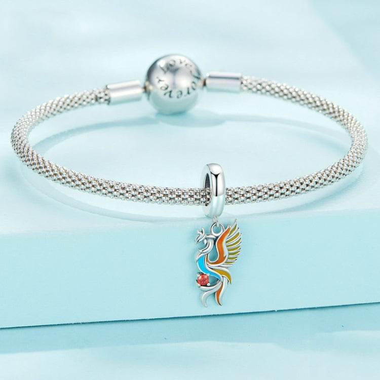 SCC2444 Sterling Silver S925 Phoenix Bracelet Beads Longevity Bird Zircon Pendant -  by PMC Jewellery | Online Shopping South Africa | PMC Jewellery