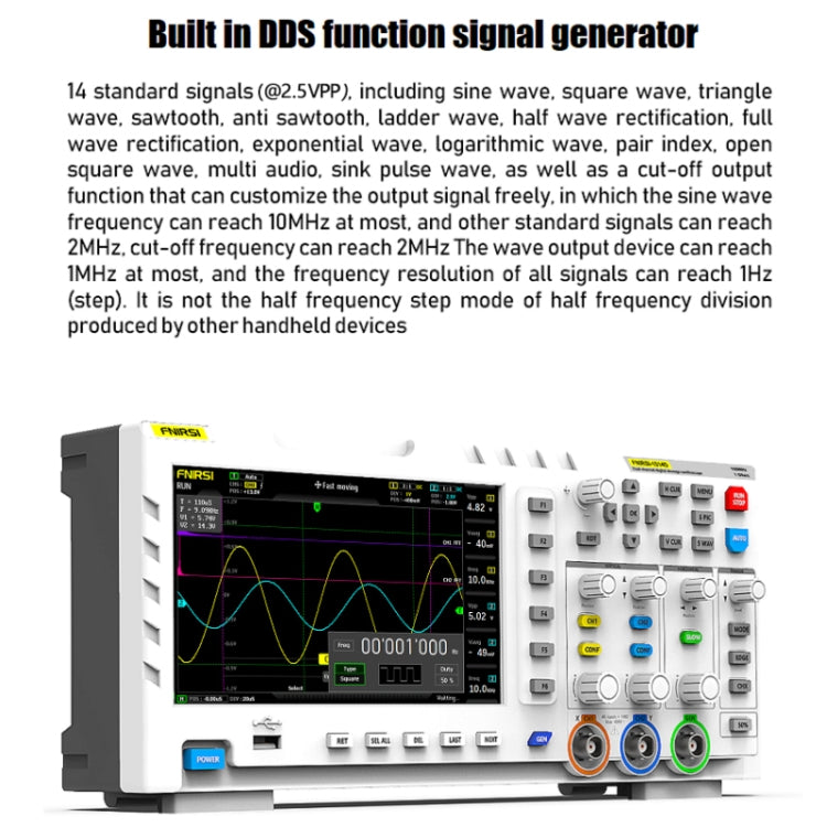 FNIRSI 1014D 2 in 1 Dual-channel 100M Bandwidth Digital Oscilloscope 1GS Sampling Signal Generator, US Plug - Digital Multimeter by FNIRSI | Online Shopping South Africa | PMC Jewellery | Buy Now Pay Later Mobicred