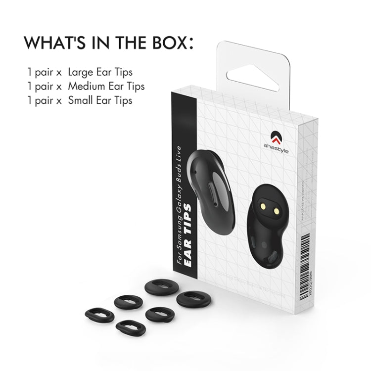 For Samsung Galaxy Buds Live AhaStyle PT132 S+M+L Silicone Earbud(Black) - Anti-dust & Ear Caps by AhaStyle | Online Shopping South Africa | PMC Jewellery