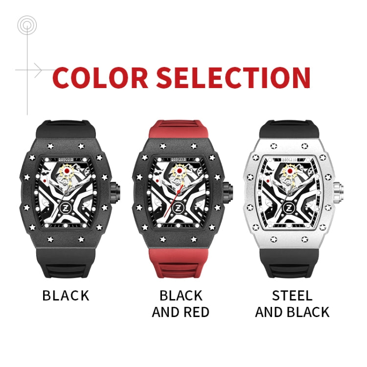 BAOGELA 224143 Barrel-shaped Hollow Surface Silicone Luminous Sports Men Watch(Black Shell Black Belt) - Silicone Strap Watches by BAOGELA | Online Shopping South Africa | PMC Jewellery | Buy Now Pay Later Mobicred