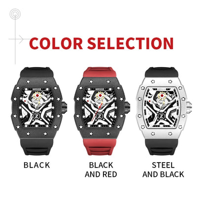 BAOGELA 224143 Barrel-shaped Hollow Surface Silicone Luminous Sports Men Watch(Black Shell Red Belt) - Silicone Strap Watches by BAOGELA | Online Shopping South Africa | PMC Jewellery | Buy Now Pay Later Mobicred