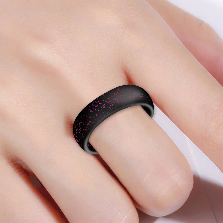 SH100 5.7mm Wide Silicone Ring Glitter Couple Ring No.4(Black Flash Red) - Rings by PMC Jewellery | Online Shopping South Africa | PMC Jewellery