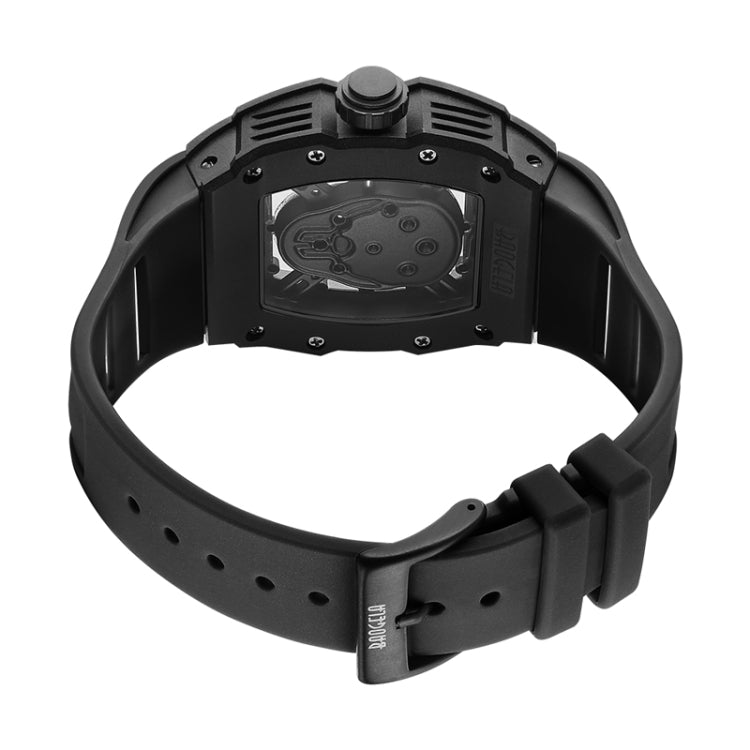 BAOGELA 224141 Hollow Skull Luminous Sports 304 Stainless Steel Silicone Men Watch(Steel Shell White Face Black Belt) - Silicone Strap Watches by BAOGELA | Online Shopping South Africa | PMC Jewellery | Buy Now Pay Later Mobicred