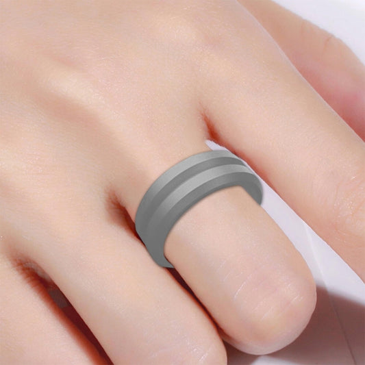 SiR053 V Shaped Grooved Edge Silicone Ring Outdoor Sports Couple Ring No.13(Light Gray) - Rings by PMC Jewellery | Online Shopping South Africa | PMC Jewellery