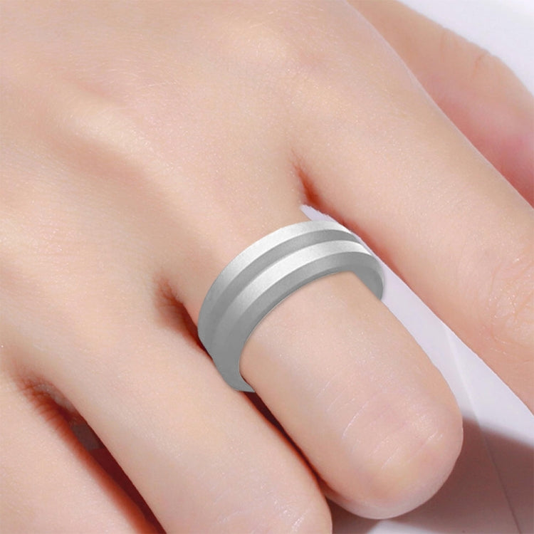 SiR053 V Shaped Grooved Edge Silicone Ring Outdoor Sports Couple Ring No.13(Silver) - Rings by PMC Jewellery | Online Shopping South Africa | PMC Jewellery