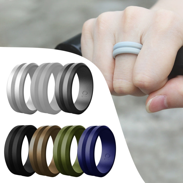 SiR053 V Shaped Grooved Edge Silicone Ring Outdoor Sports Couple Ring No.10(Deep Gray) - Rings by PMC Jewellery | Online Shopping South Africa | PMC Jewellery